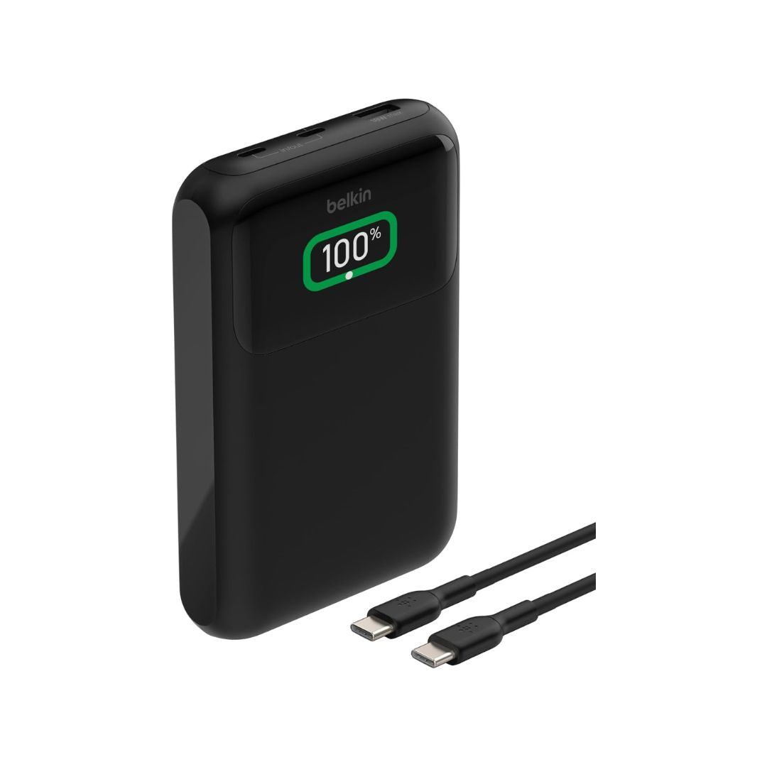 بنك طاقة Belkin BoostCharge ثلاثي المنافذ لأجهزة الكمبيوتر المحمولة 20K مع منافذ USB-C وUSB-A