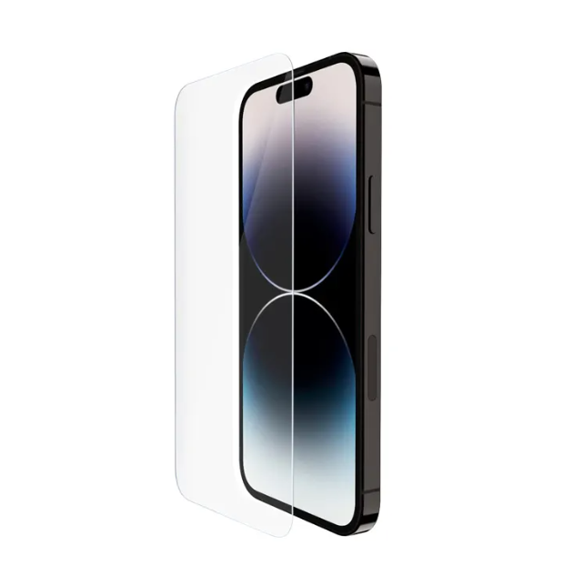 مجموعة تركيب واقي الشاشة الزجاجي المقوى الكامل من EZ لهاتف iPhone 15 Pro / Pro Max