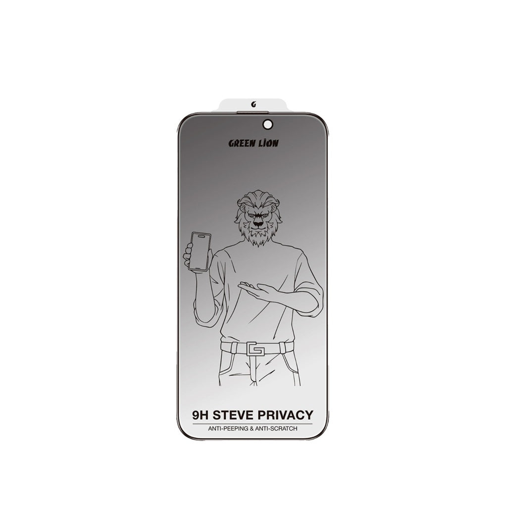 Green Lion 9H Steve Privacy Anti-Peeping Glass for iPhone 16/ 16 Pro / Pro Max- Black Edge