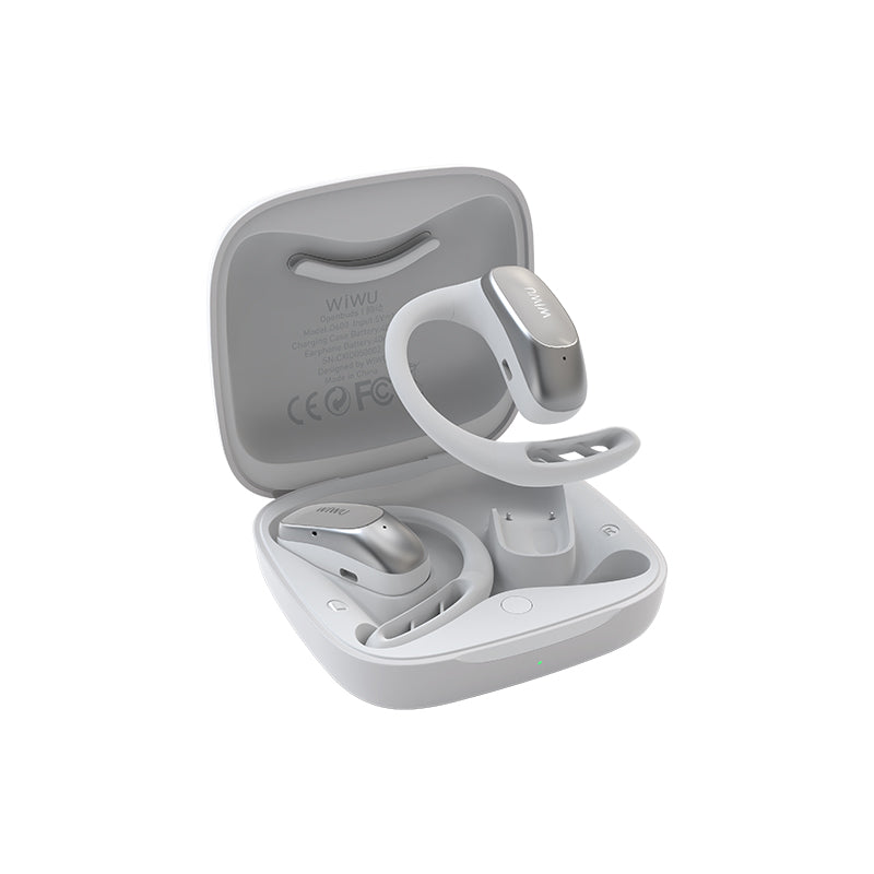 WiWU OWS O600 Sports Wireless Stereo Earbuds Bone Conductive Headphone Charging Case Open Buds Digital LED Battery Indicator