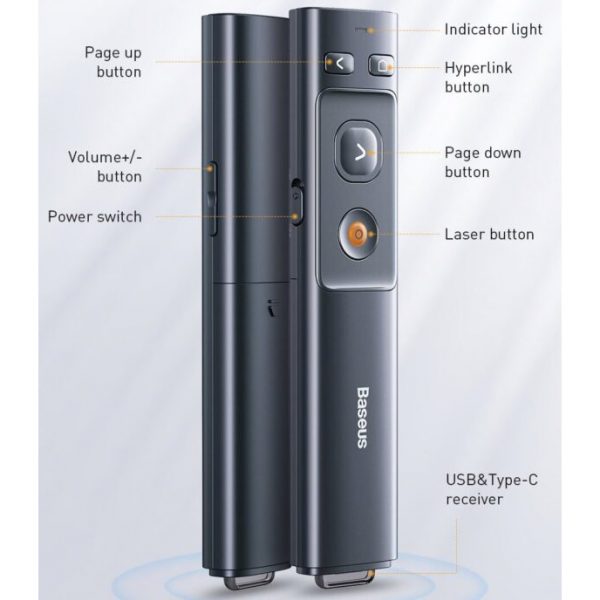 Baseus Orange Dot Wireless Presenter (Red Laser)