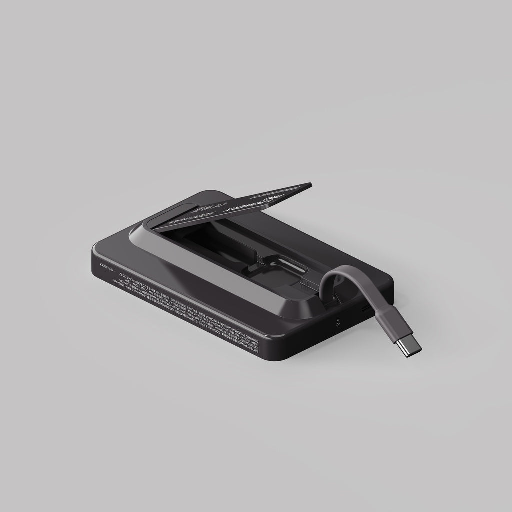 بنك طاقة لاسلكي مغناطيسي موماكس 1-باور إكس برو بسعة 5000 مللي أمبير/ساعة مع كابل USB-C مدمج