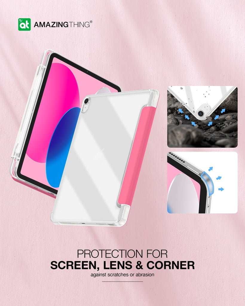 Amazing Thing Case for iPad 10.9 SMOOTHIE Drop Proof with Apple Pencil Storage - Pink