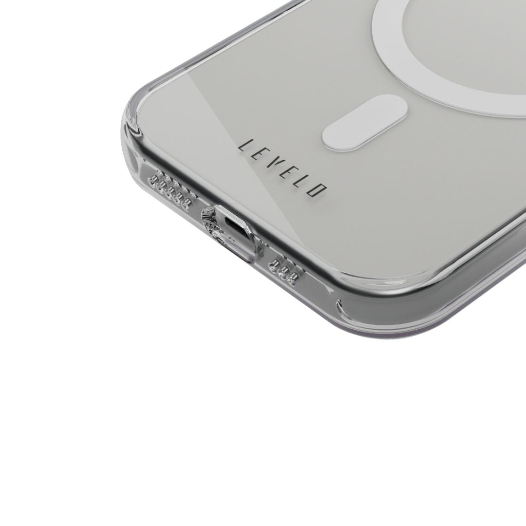 غطاء/جراب صلب من Levelo Allure 3H مضاد للخدش ومقاوم للصدمات لهاتف iPhone 15 Series - شفاف