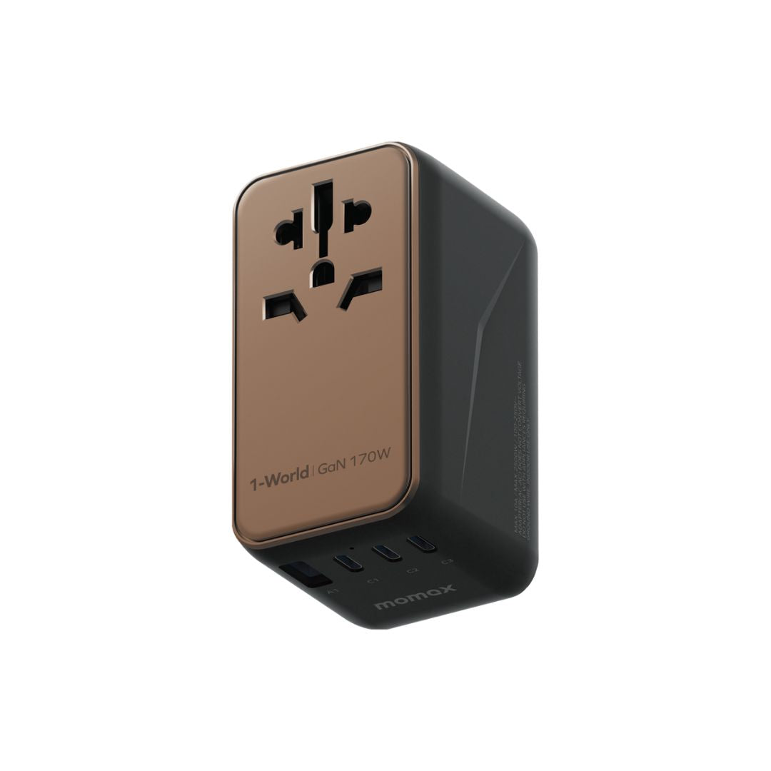 Momax 1-World 4-Port GaN Travel Charger 170W + USB-C Cable - Sandstone