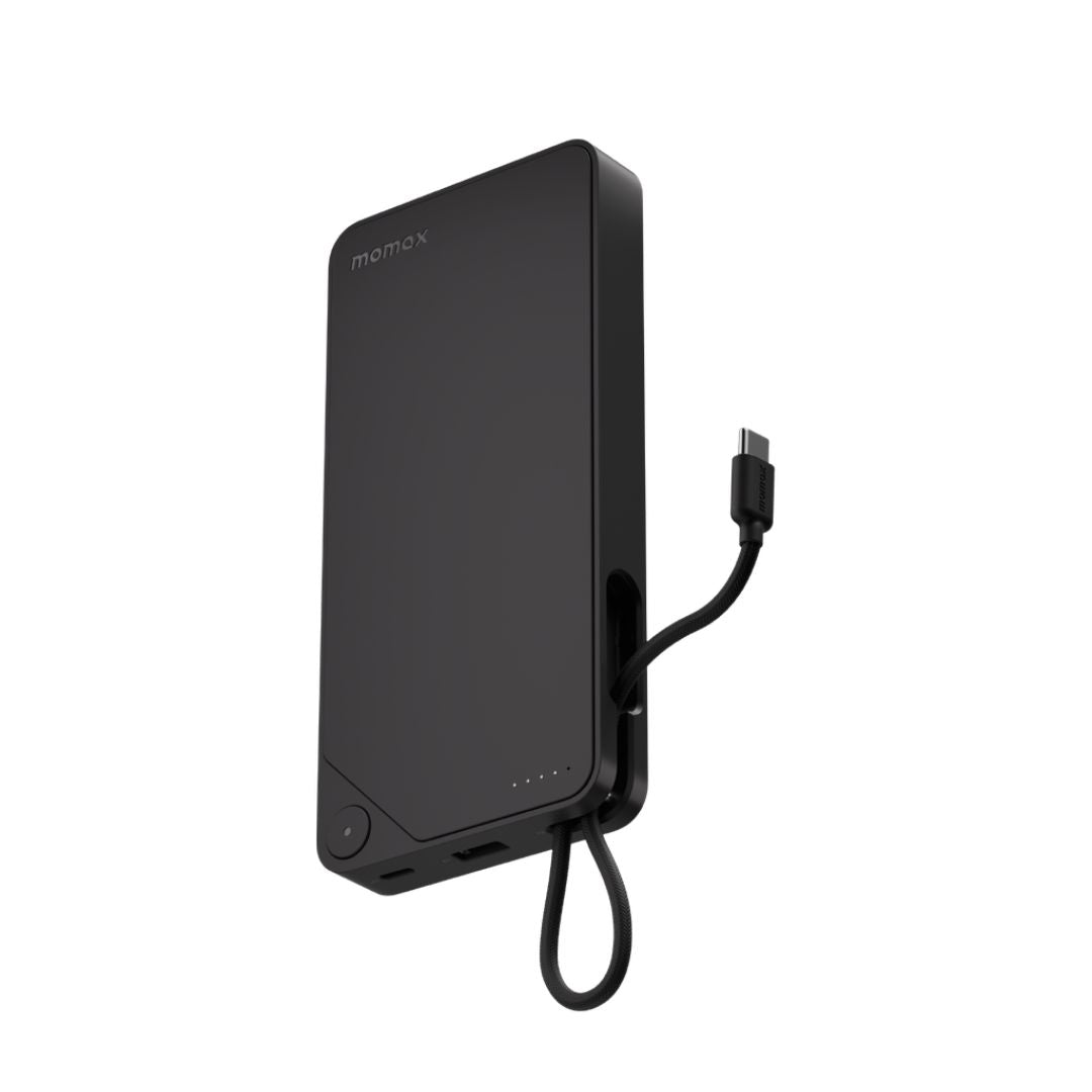 بنك طاقة موماكس 1-باور إكس 20000 مللي أمبير/ساعة مع كابل USB-C مدمج - أسود