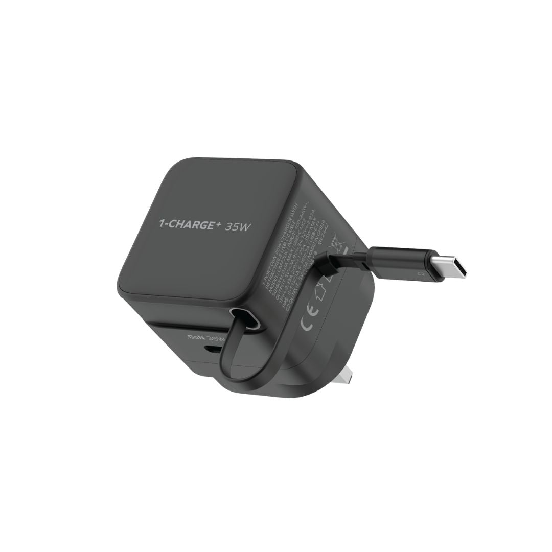 Momax 1-Charge 35W GAN 1 port Charger with built in USB-C Cable