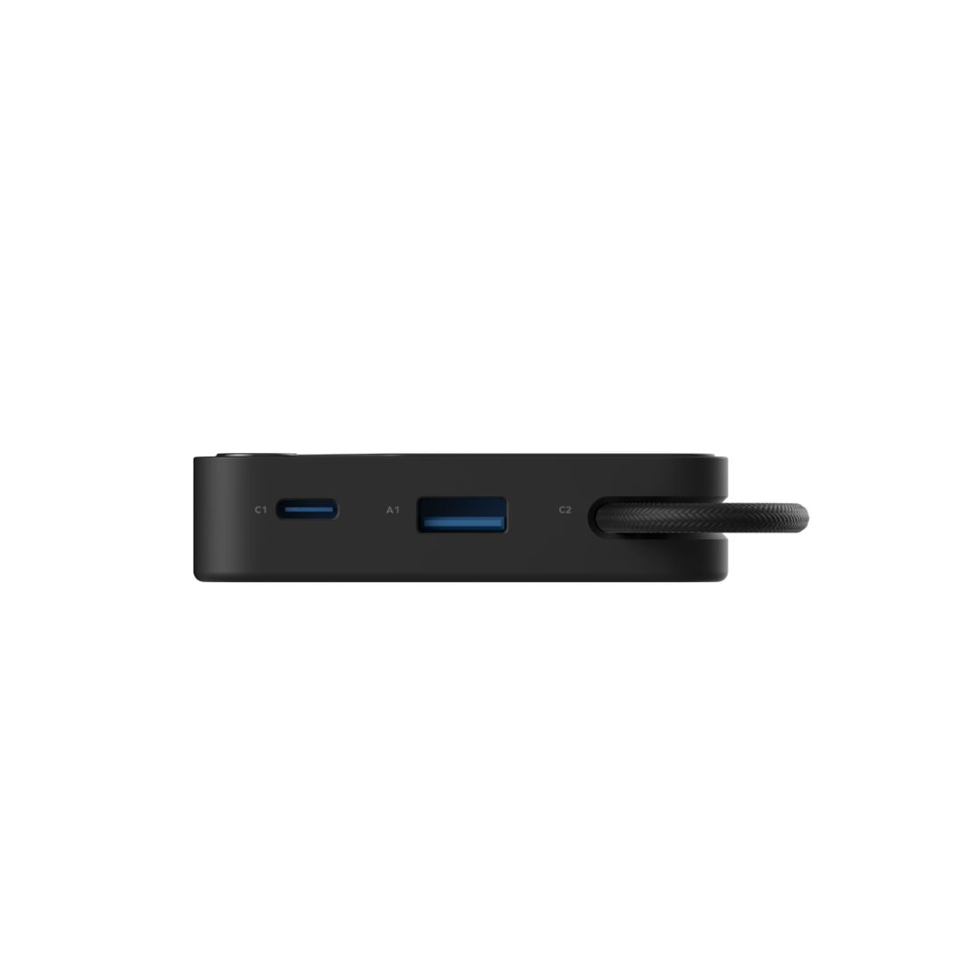 بنك طاقة موماكس 1-باور إكس 20000 مللي أمبير/ساعة مع كابل USB-C مدمج - أسود