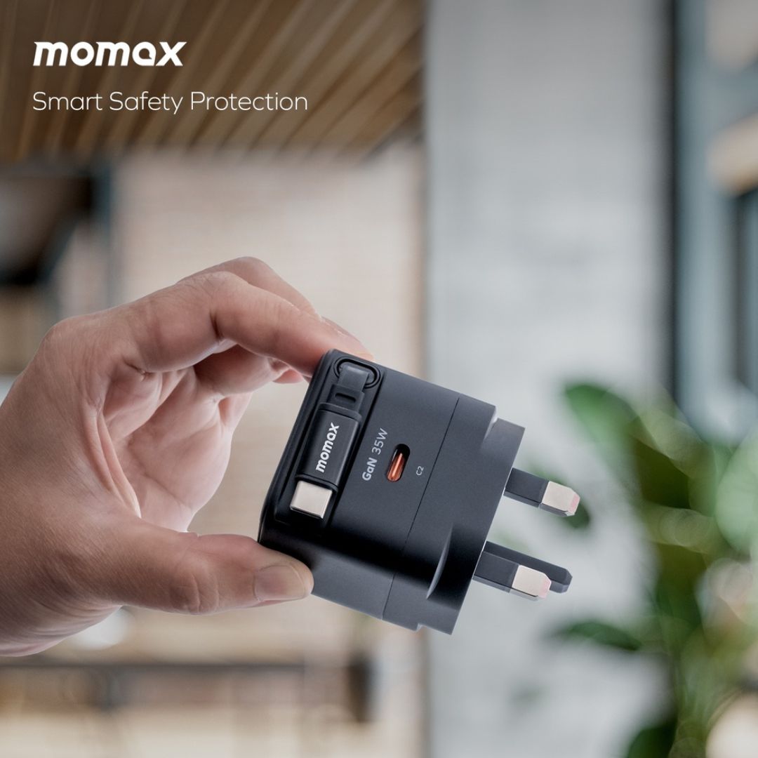 Momax 1-Charge 35W GAN 1 port Charger with built in USB-C Cable