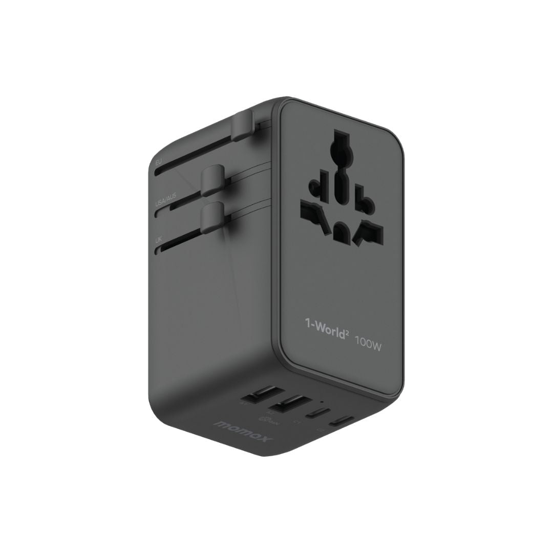 Momax 1-World² 100W 4-Port Mini Universal Travel GaN Charger with Dual AC