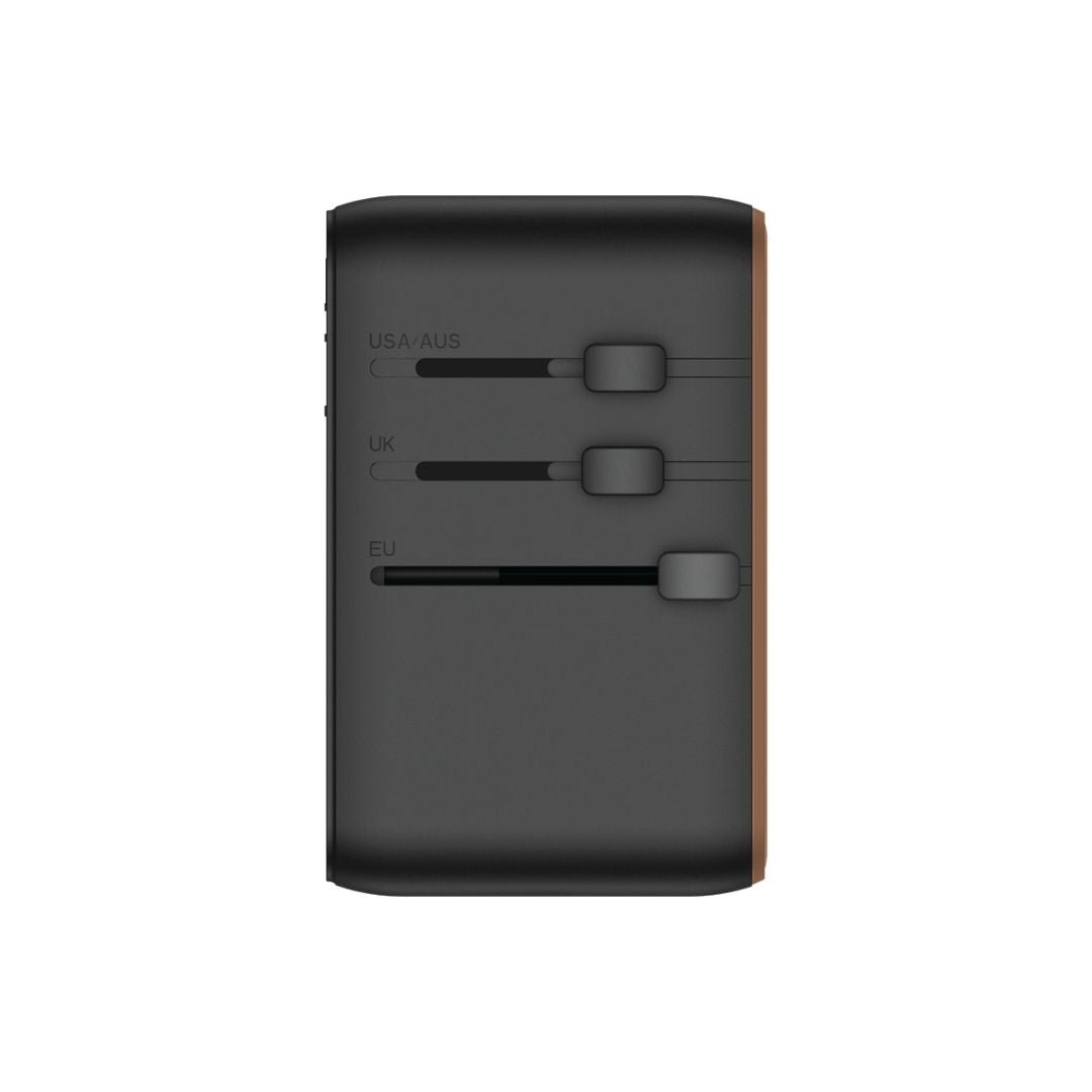 Momax 1-World+ 25W 3-Port Travel Charger Built-In USB-C Cable - Desert Titanium