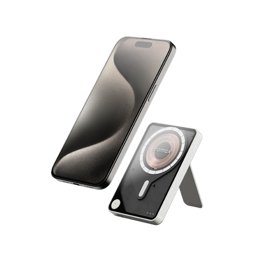 بنك طاقة لاسلكي مغناطيسي موماكس 1-باور إكس برو بسعة 5000 مللي أمبير/ساعة مع كابل USB-C مدمج