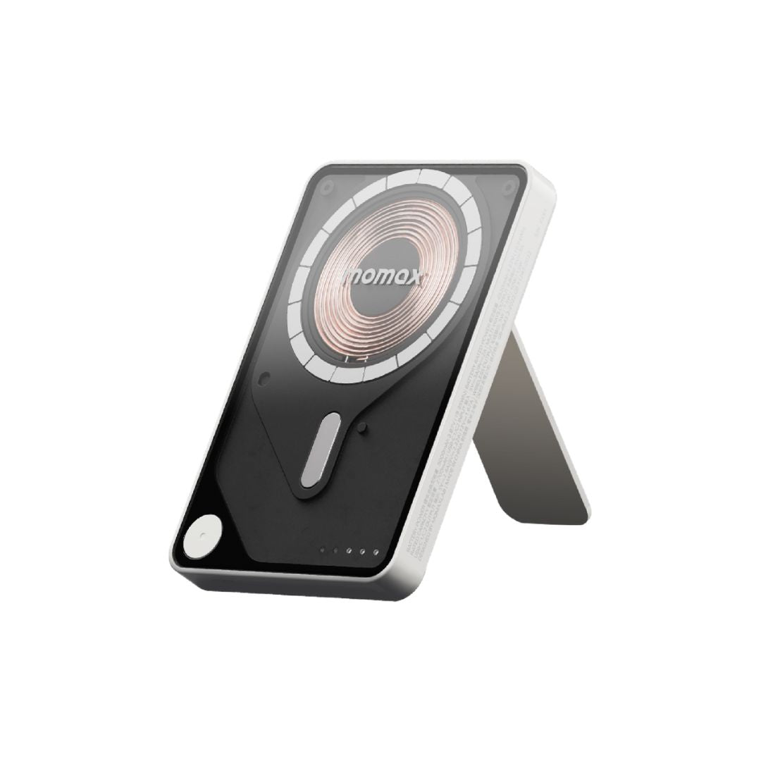 بنك طاقة لاسلكي مغناطيسي موماكس 1-باور إكس برو بسعة 5000 مللي أمبير/ساعة مع كابل USB-C مدمج