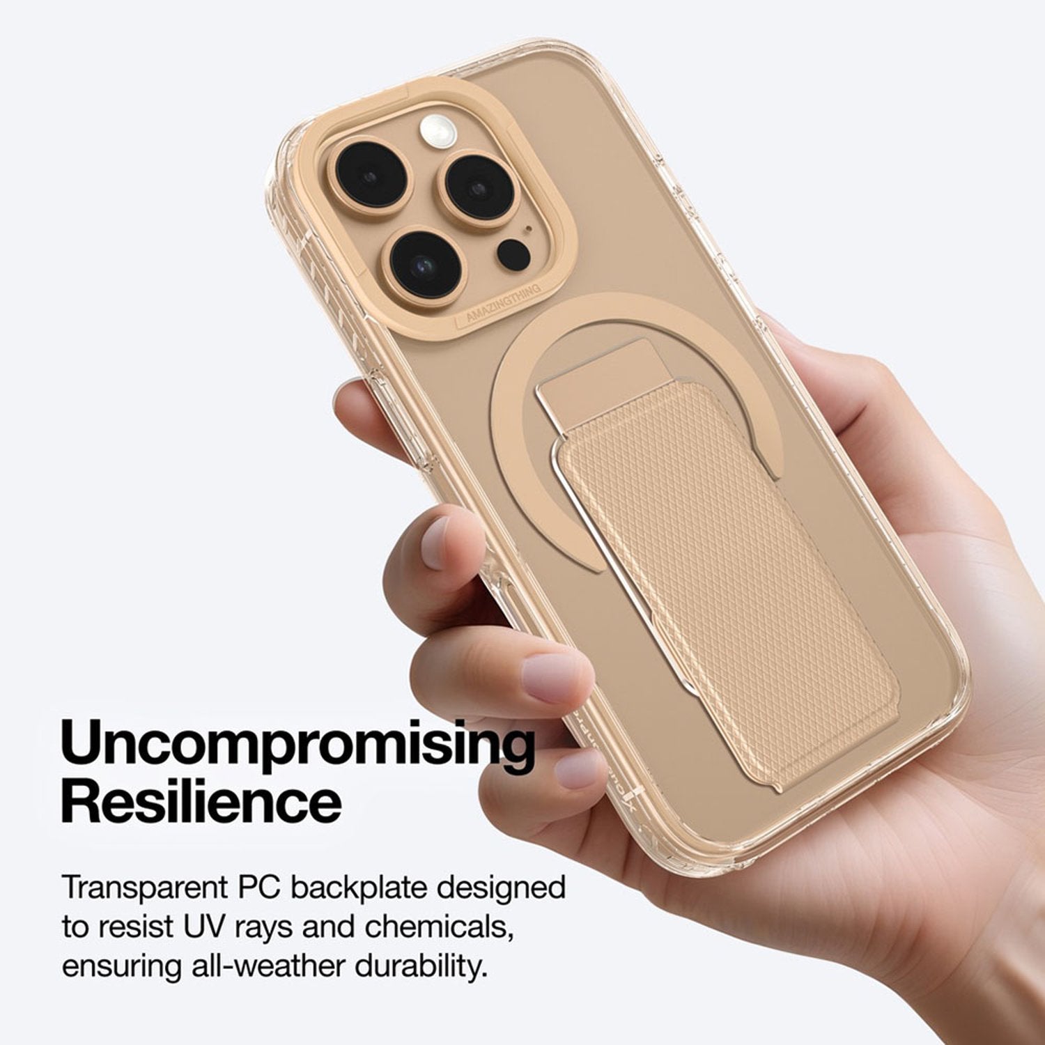 جراب Titan Plus من Amazing Thing باللون الذهبي الوردي لهاتف iPhone 16 Pro Max