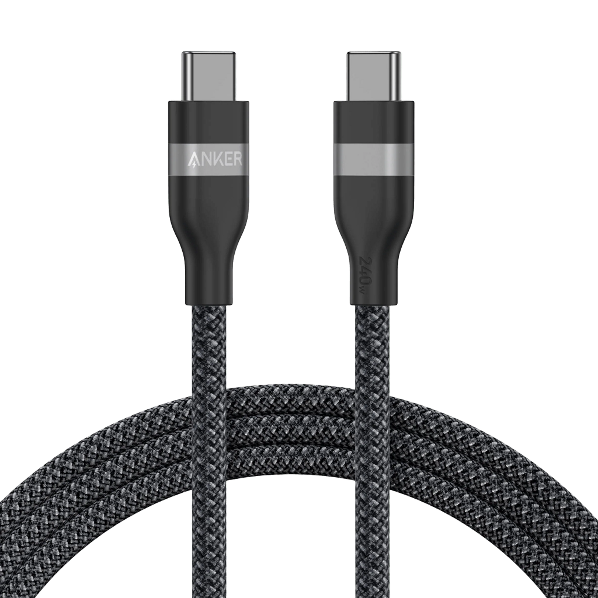 Anker 240 W USB-C to USB-C Braided Cable (0.9 ft, Model A82E2H11) – Fast PD Charging
