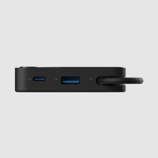 بنك طاقة موماكس 1-باور إكس 10000 مللي أمبير/ساعة مع كابل USB-C مدمج - أسود