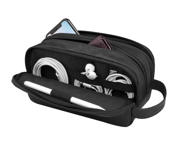 WiWU Salem Travel Pouch Big Capacity 3 Layer Daily Accessories Gadget Organizer with Leather Handle