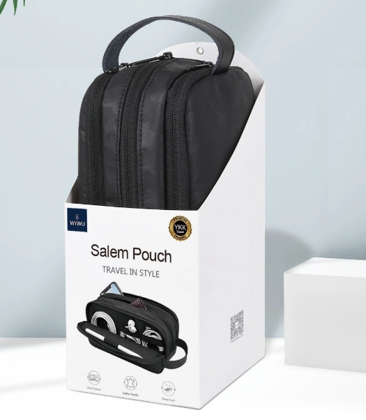 WiWU Salem Travel Pouch Big Capacity 3 Layer Daily Accessories Gadget Organizer with Leather Handle