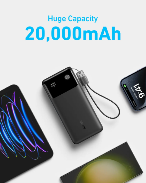 Anker Power Bank Powercore 20000mAh 30W Portable Charger with USB C Cable  A1384h11