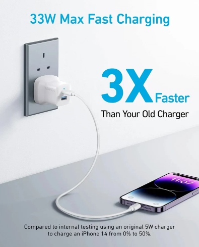 Anker 323 Dual Port Charger 33W Charger White - A2331K21