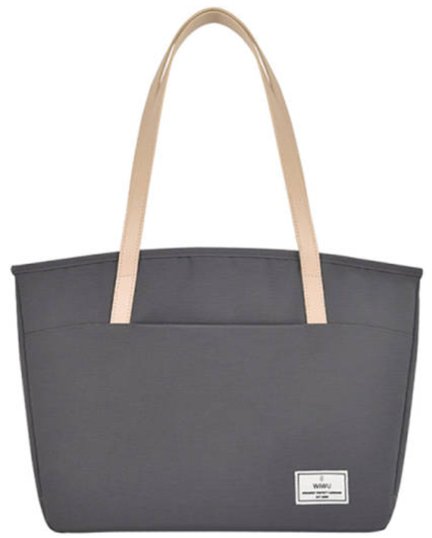 Wiwu Ora Tote Women Bag, Fits Up to 14" Laptop , Skin-friendly and Soft Lining, Durable YKK Zipper, Individual Laptop Compartment, Water-resistant Material, Gray | OTLB14G