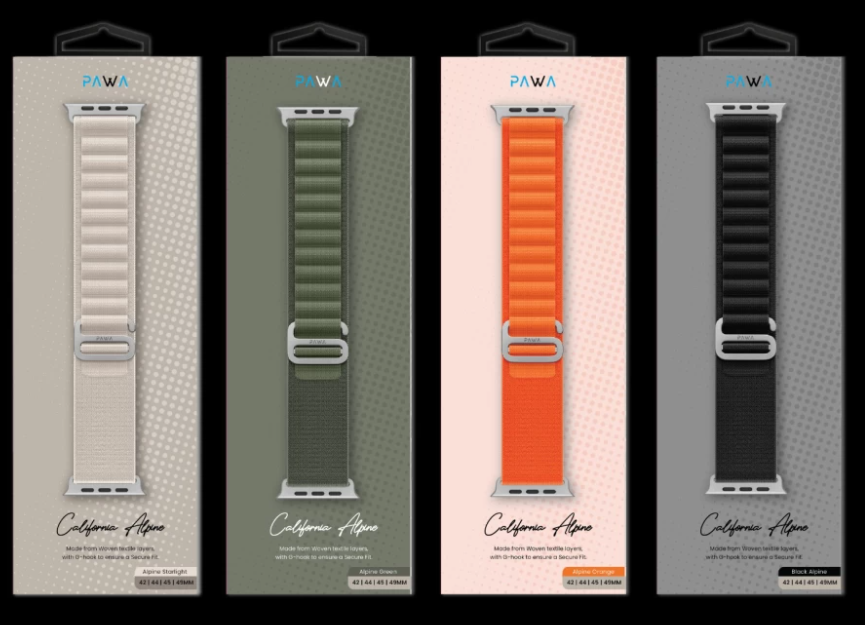 Pawa California Alpine Watch Strap Ultra/Series8 49/45/44/42mm - Black Alpine
