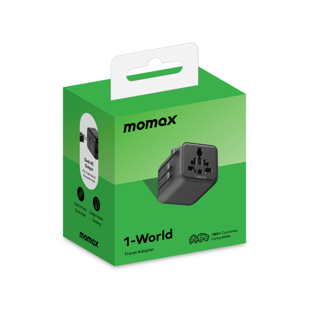 Momax 1-World 20W Universal Travel Charger with Dual AC