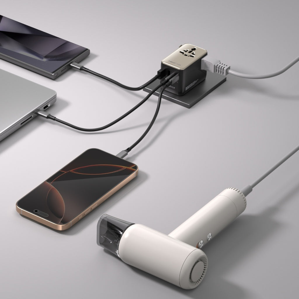 Momax 1-World² 100W 4-Port Mini Universal Travel GaN Charger with Dual AC