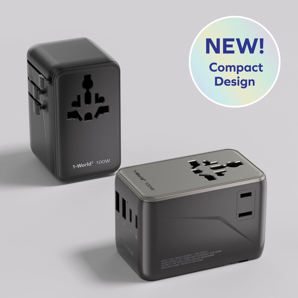 Momax 1-World² 100W 4-Port Mini Universal Travel GaN Charger with Dual AC
