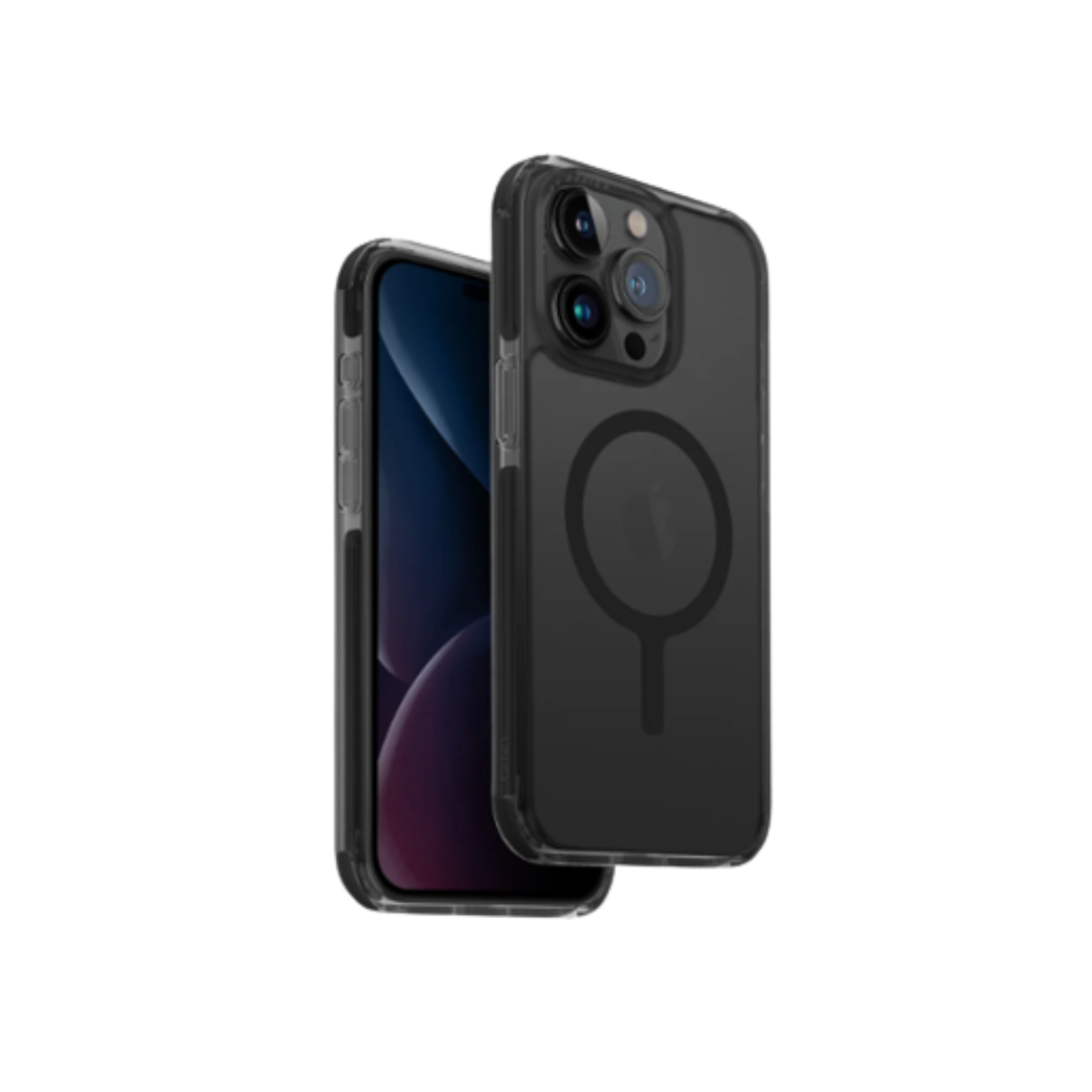 جراب/غطاء Uniq Combat Magnetic Charged متوافق مع الشحن لهاتف iPhone 15 Pro/Pro Max - أسود
