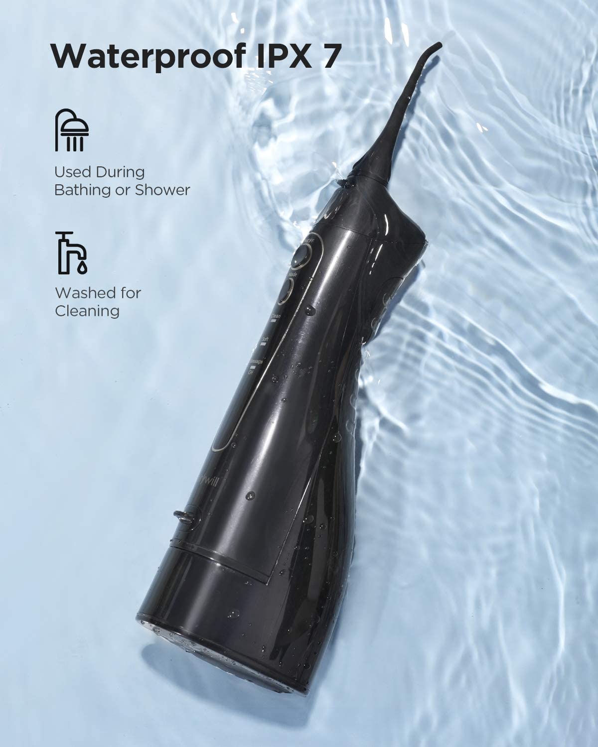 Fairywill 5020E 300ML Water Flosser with 3 Modes 8 Jet Tips - جهاز تنظيف أسنان مائي 5020 إي