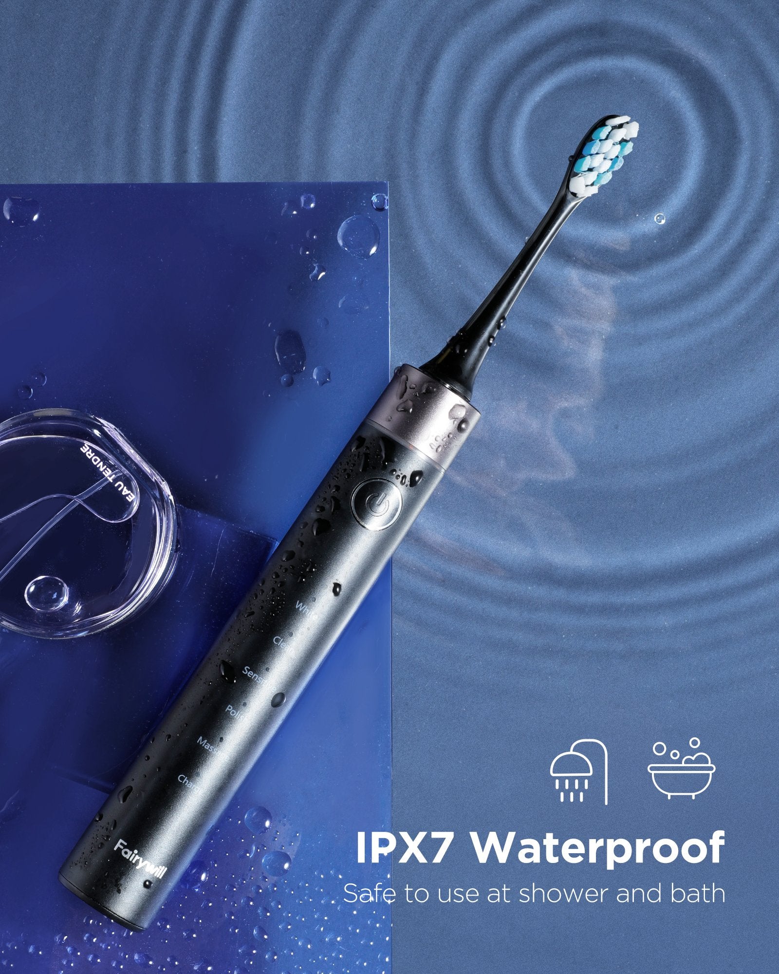 Fairywill P80 Electric Toothbrush with Pressure Sensor LED 5 Modes USB Charging