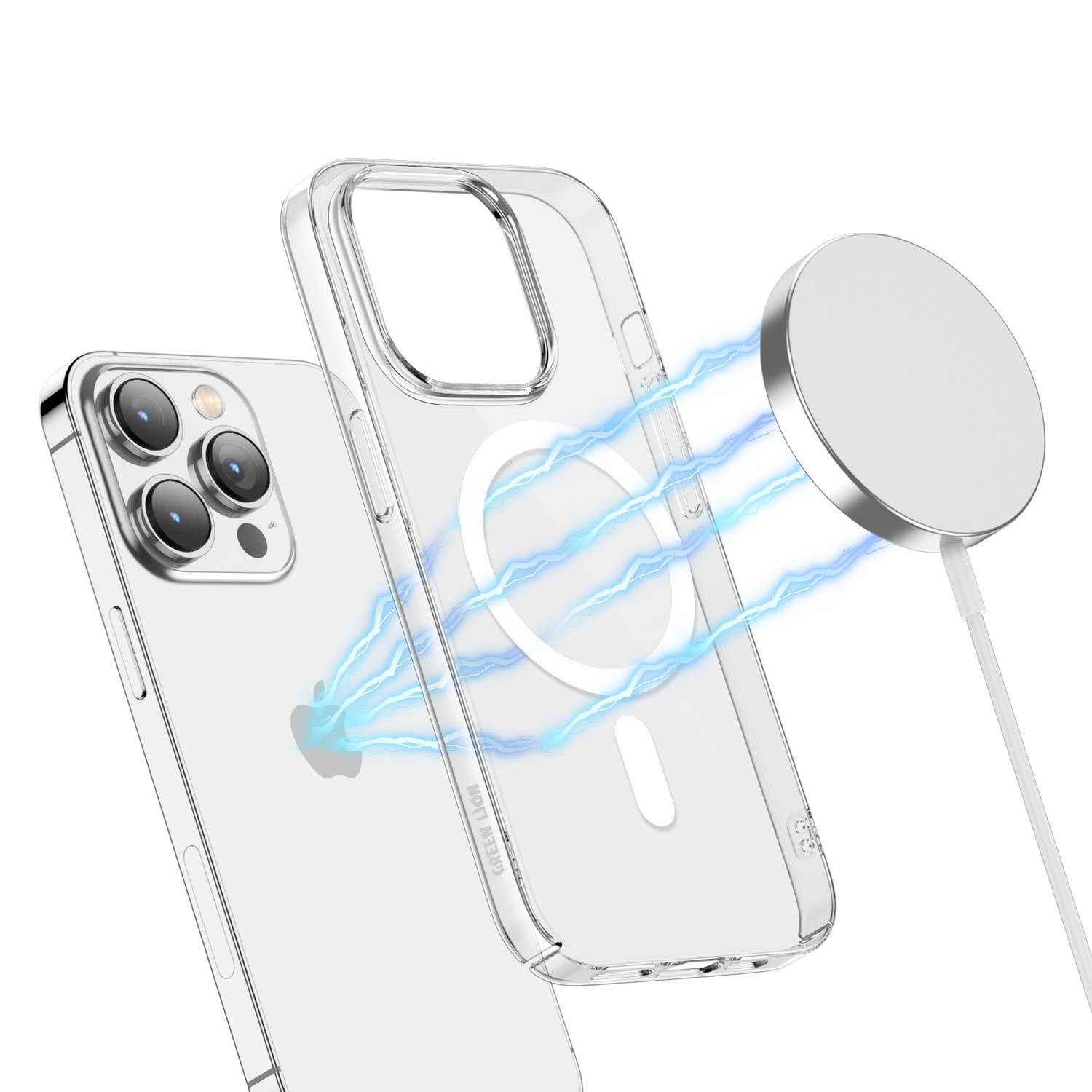 جراب مغناطيسي إبداعي مضاد للصدمات بزاوية 360 درجة باللون الأخضر لهاتف iPhone 14 Pro Max