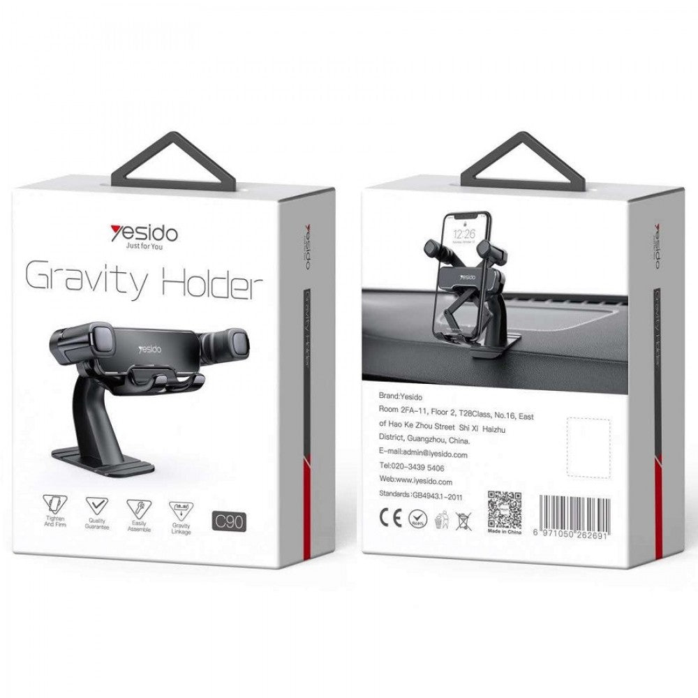 YESIDO C90 Gravity Linkage Car Holder - حامل الجاذبية حامل الهاتف المحمول للسيارة