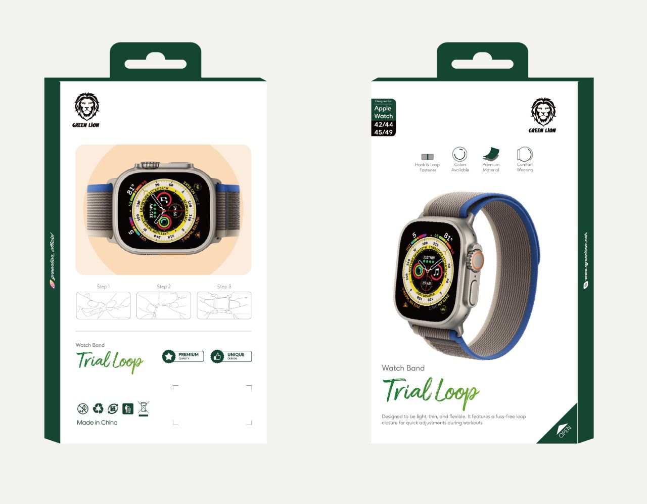 Green Lion Trial loop watch strap for Apple watch 42/44/45/49 ( Blue/Grey )
