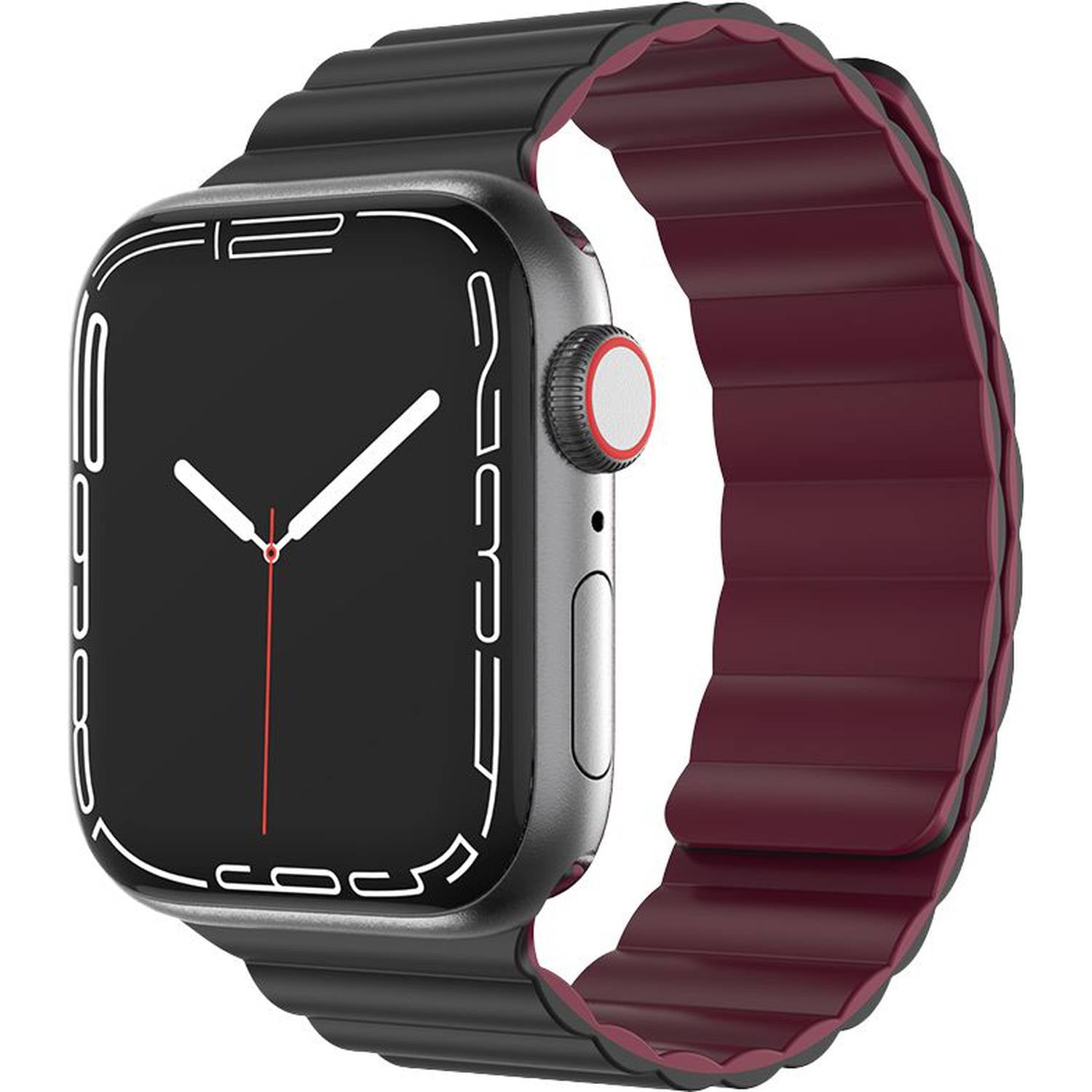 Green Silicone Magnetic Watch Band for Apple Watch 42/44/45MM - Black/Maroon