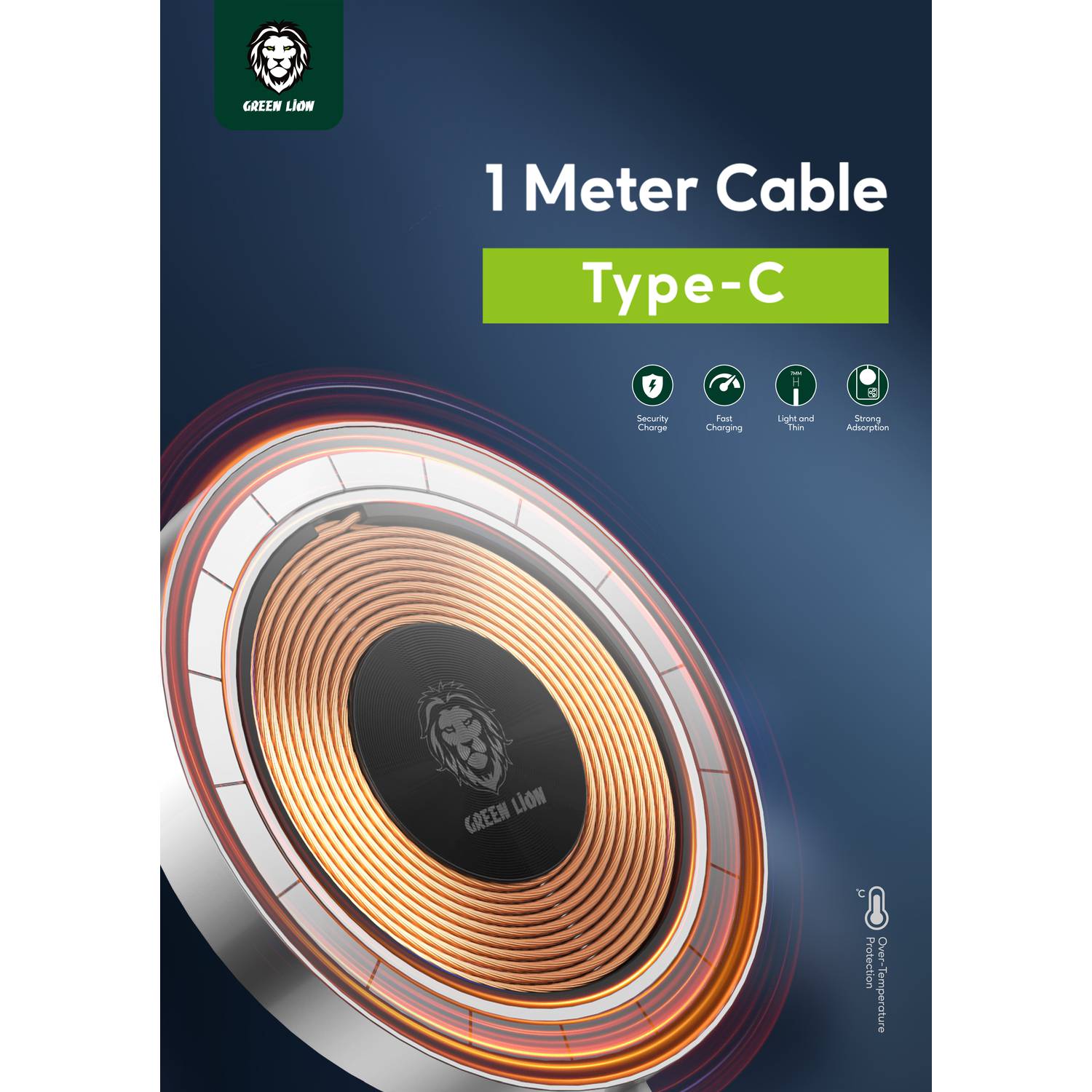 Green Transparent Magnetic Wireless Charger 1M 15W - Clear