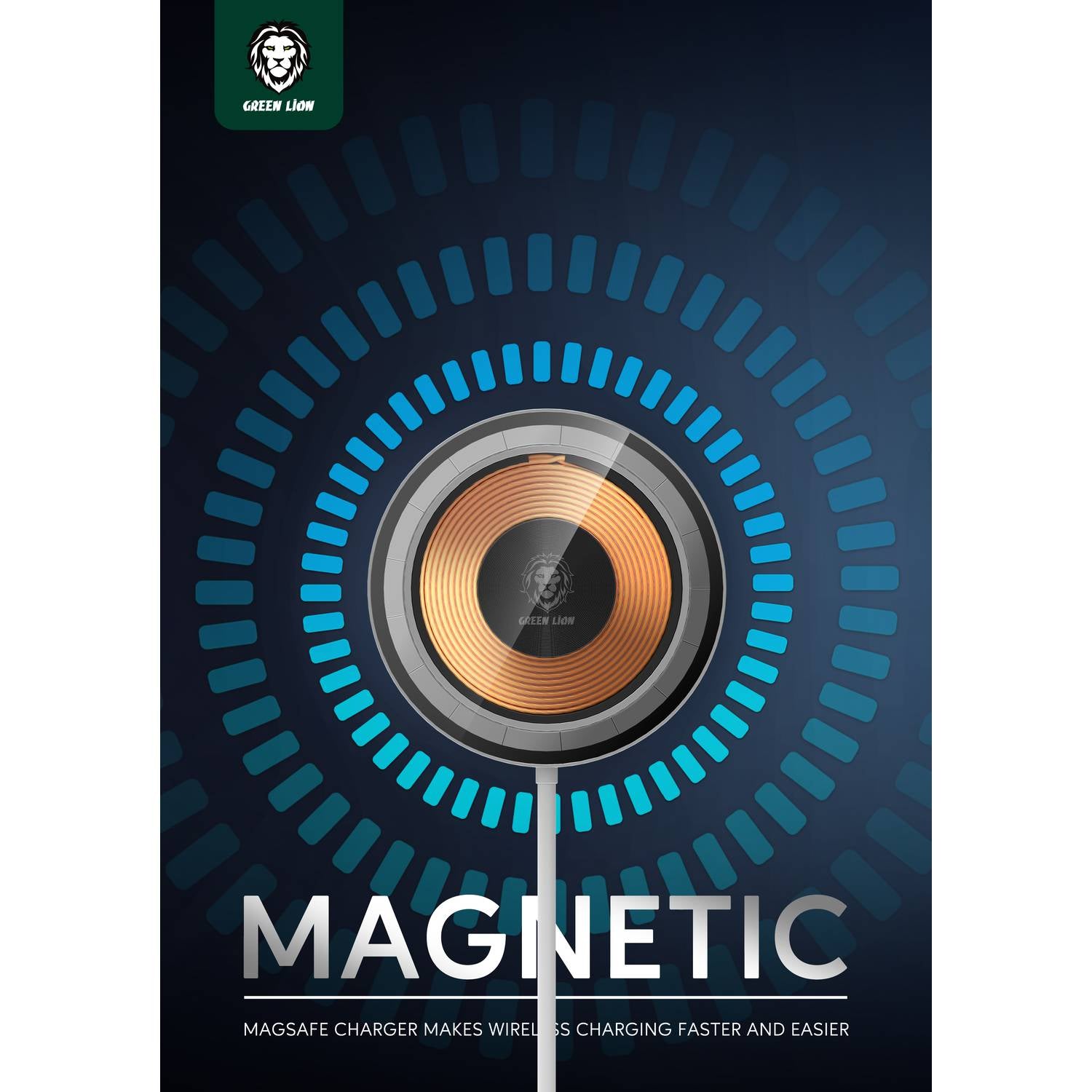 Green Transparent Magnetic Wireless Charger 1M 15W - Clear