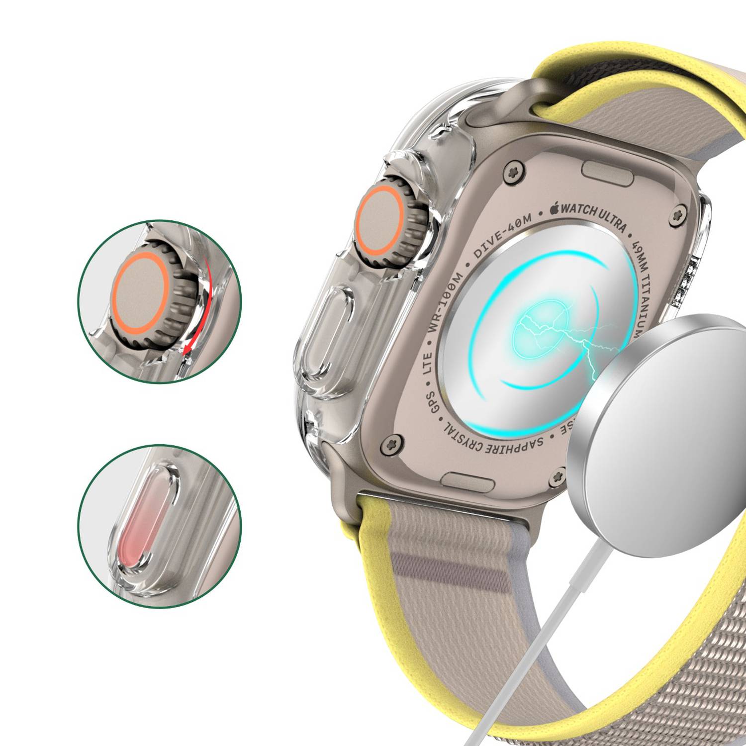 جراب Green Lion Ultra Series Guard Pro لساعة Apple Watch مقاس 49 مم - شفاف