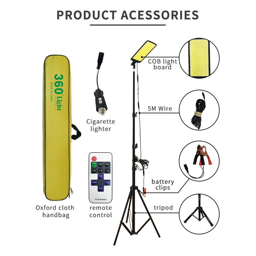 مصباح تخييم LED بزاوية 360 درجة مع حامل ثلاثي القوائم
