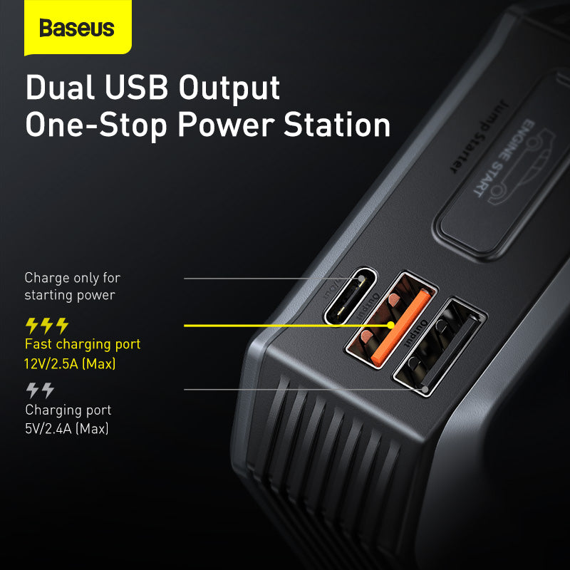 Baseus Car Jump Starter 10000mAh 12V Peak Current 1000A Portable Emergency Power Bank