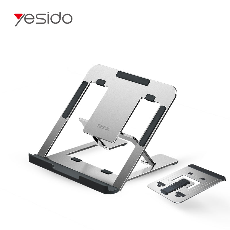 حامل كمبيوتر محمول/كمبيوتر لوحي من YESIDO - حامل كمبيوتر محمول قابل للتعديل من الألومنيوم عالي الجودة