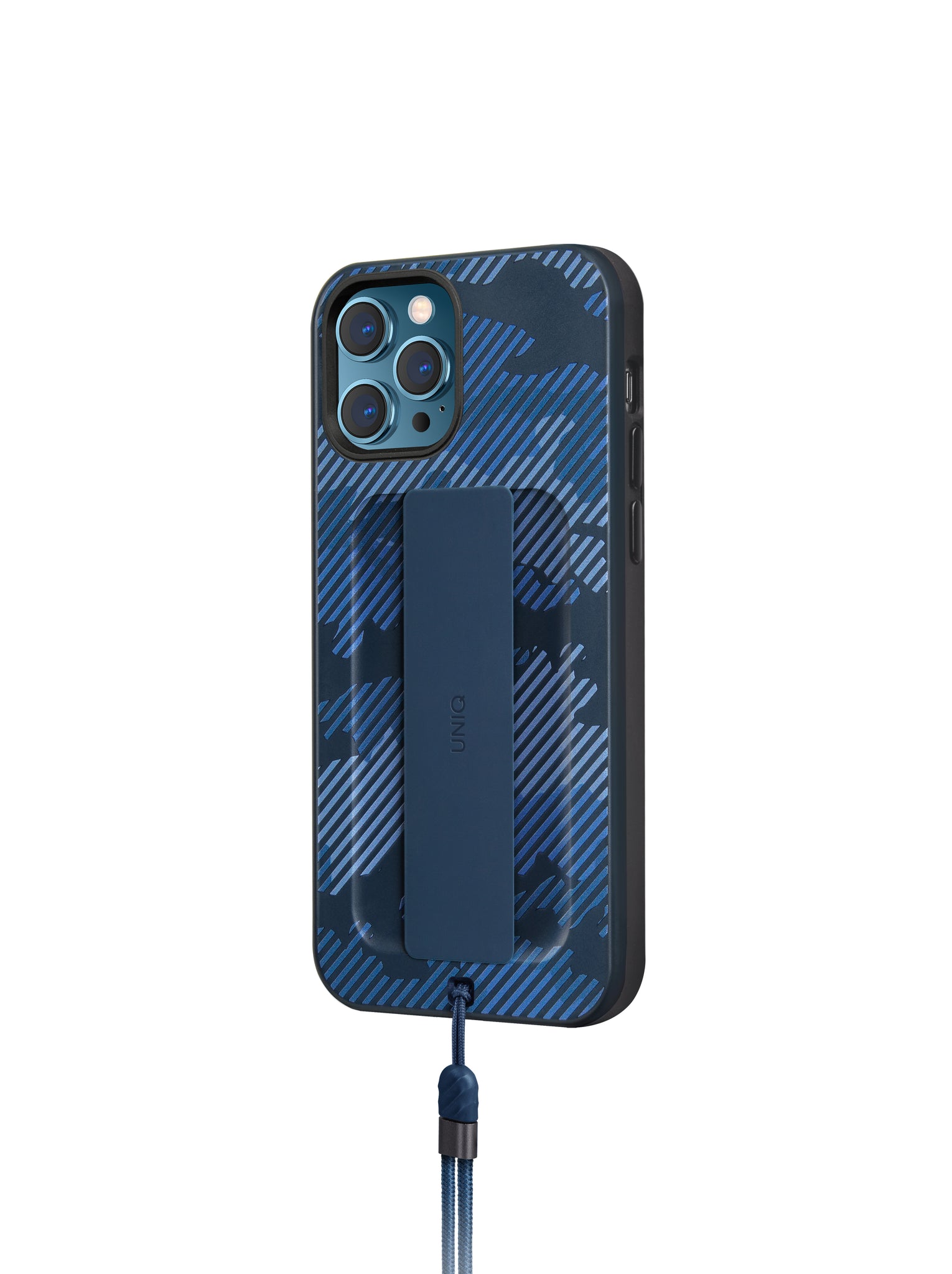Uniq Iphone 12/12 Pro Hybrid Heldro Designer Edition Case / Cover  - Marine Camo - كفر حماية مع قبضه من شركة يونيك