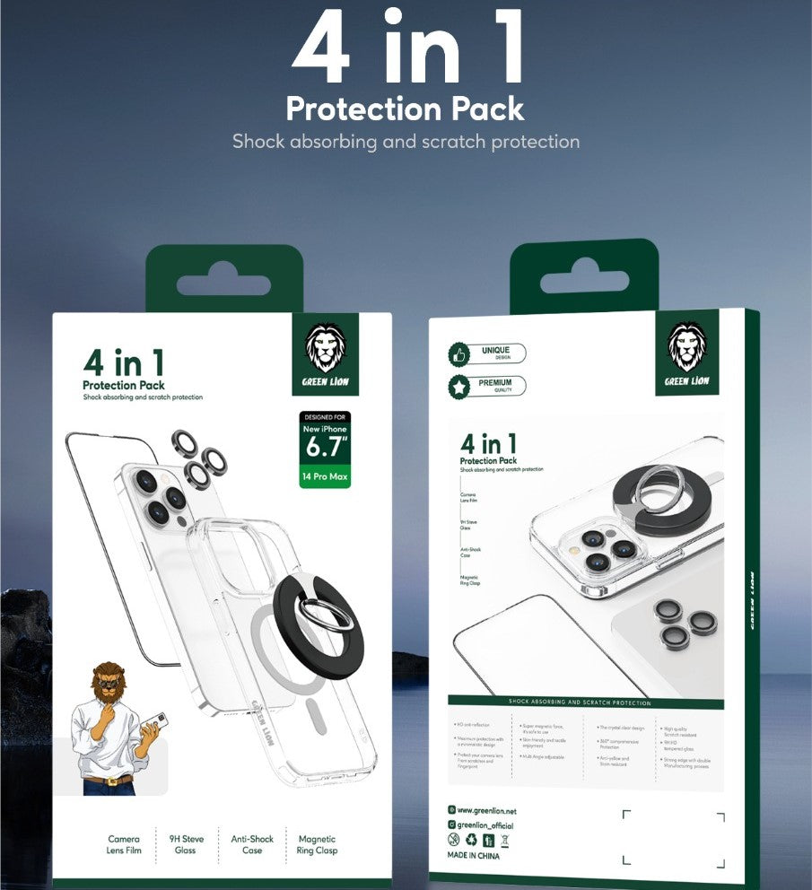 Green 4 in 1 360°  9H Protection Pack for iPhone 14 Pro / Pro Max