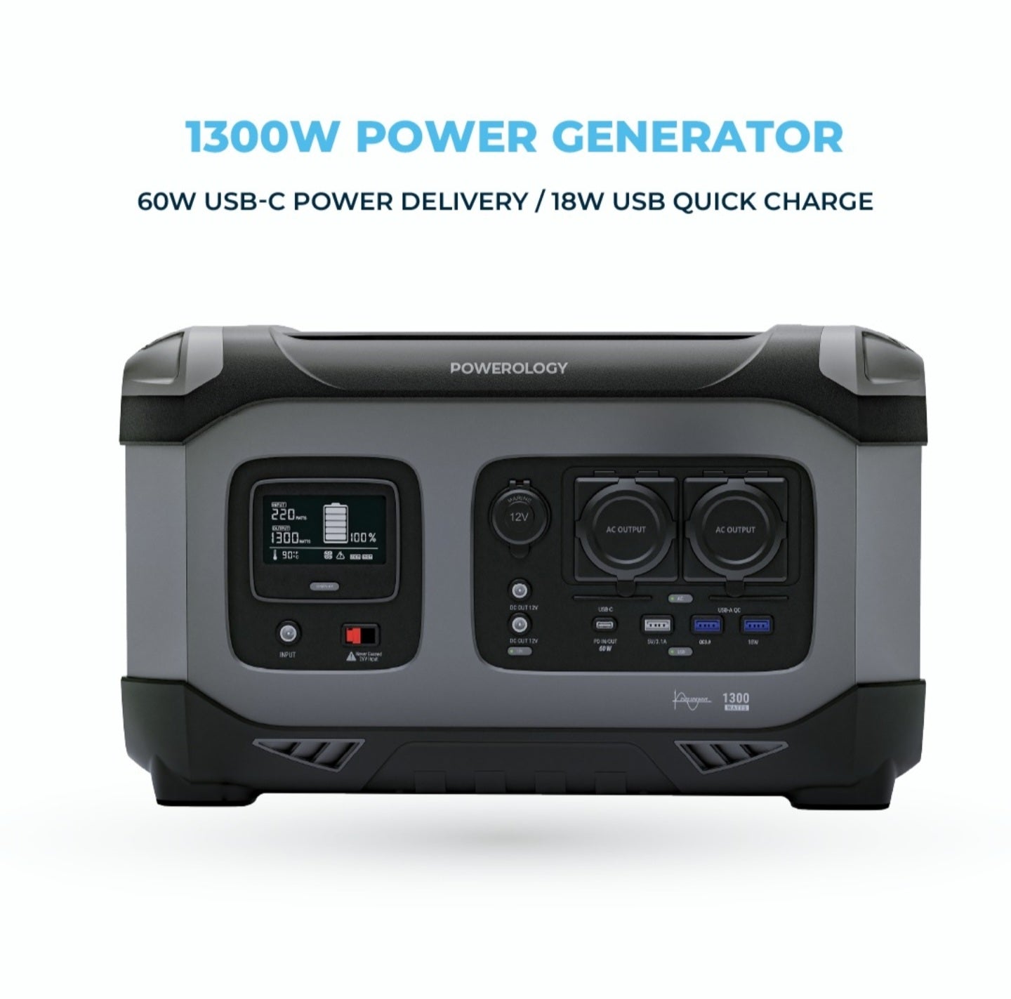 Powerology 392000mAh Power Generator 1300W - مولد كهربائي متنقل بقوة ١٣٠٠ واط ٣٩٢٠٠٠ ملي أمبير