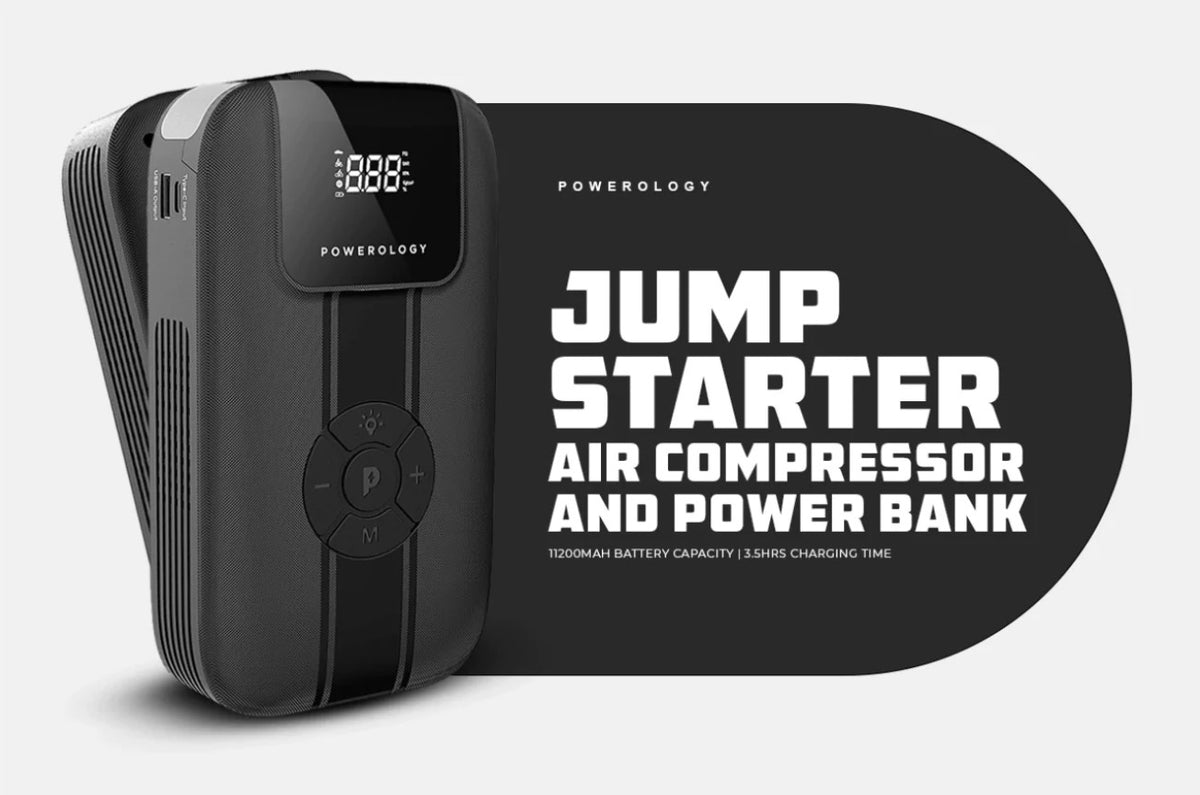 Powerology Jump Starter - 11200mAh Battery Capacity, 5Hrs Charging Time