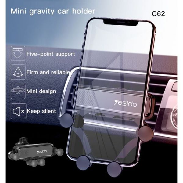 YESIDO C62 Gravity Linkage حامل لوحة عدادات السيارة - حامل لوحة عدادات السيارة ثابت بالجاذبية