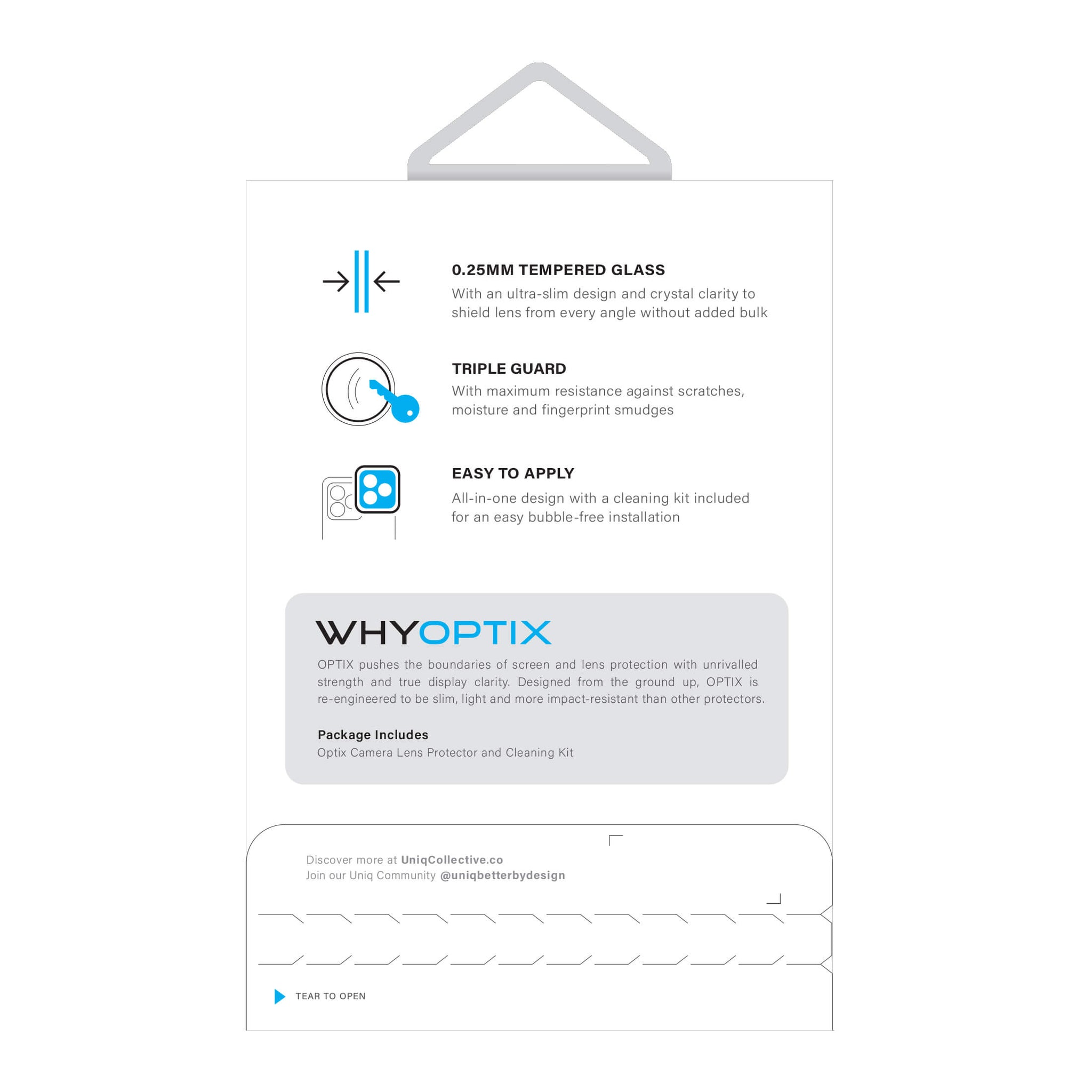 واقي عدسة الكاميرا الزجاجي المقوى Optix من Uniq لهاتف iPhone 13 Pro / 13 Pro Max - قزحي الألوان