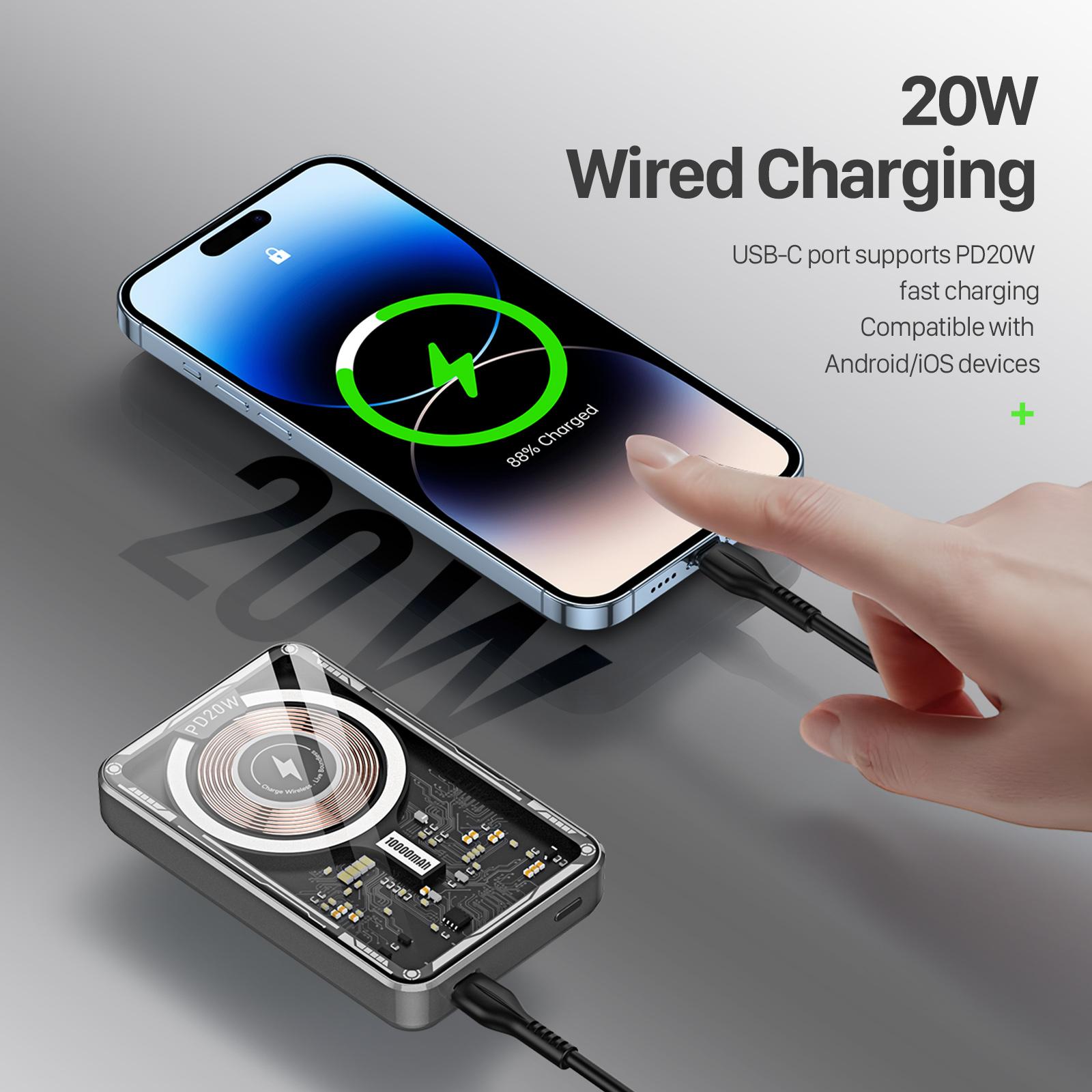 Duzzona W12 Transparent Magnetic Wireless Power Bank 10000mAh