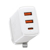 BASEUS Compact Quick Charger 2U+C Three Ports 30W Travel Power Adapter UK Plug